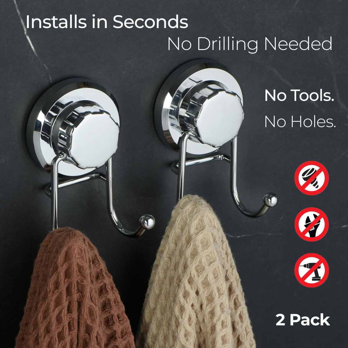 HASKO removable adhesive mount enables secure use inside shower without drilling.
