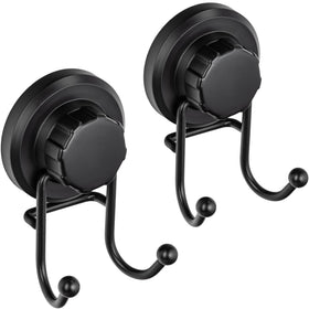 HASKO suction cup hooks on shower wall keep towels within reach.
