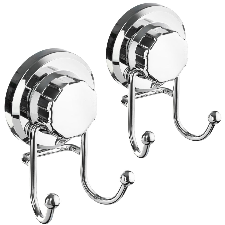 HASKO suction cup hooks on shower wall offer secure, tool-free organization.