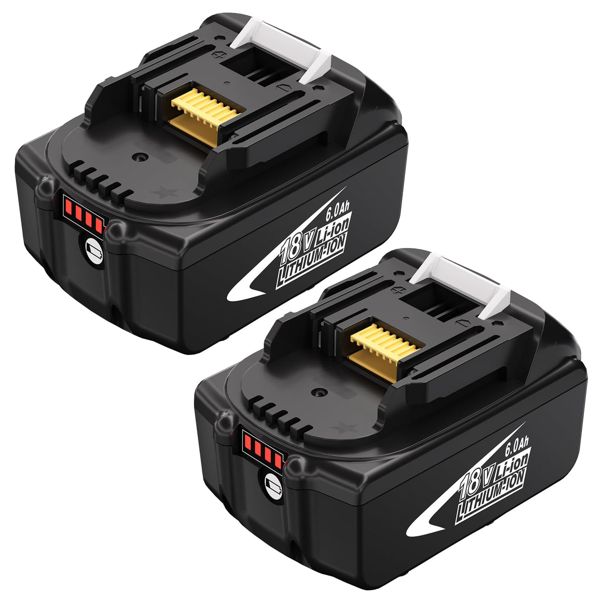 Hastia 18V 6.0Ah battery front view for Makita shows design and form factor.