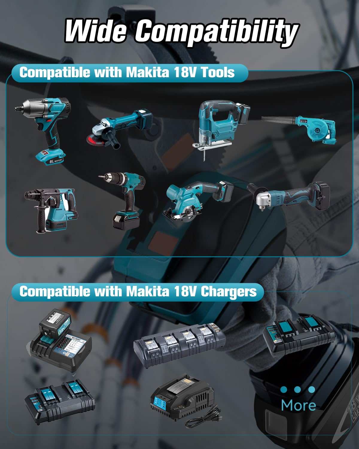Hastia 18V 6.0Ah battery powering heavy-duty cordless tasks