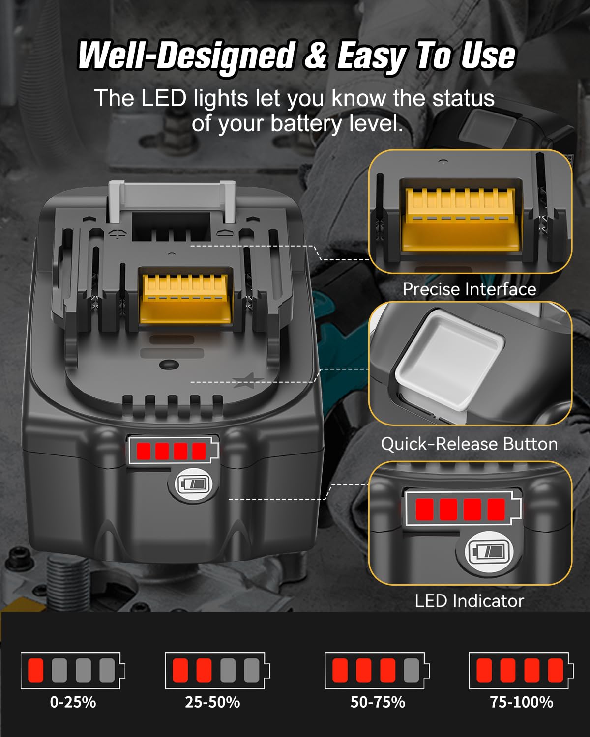Hastia 18V replacement battery offering longer runtime per charge