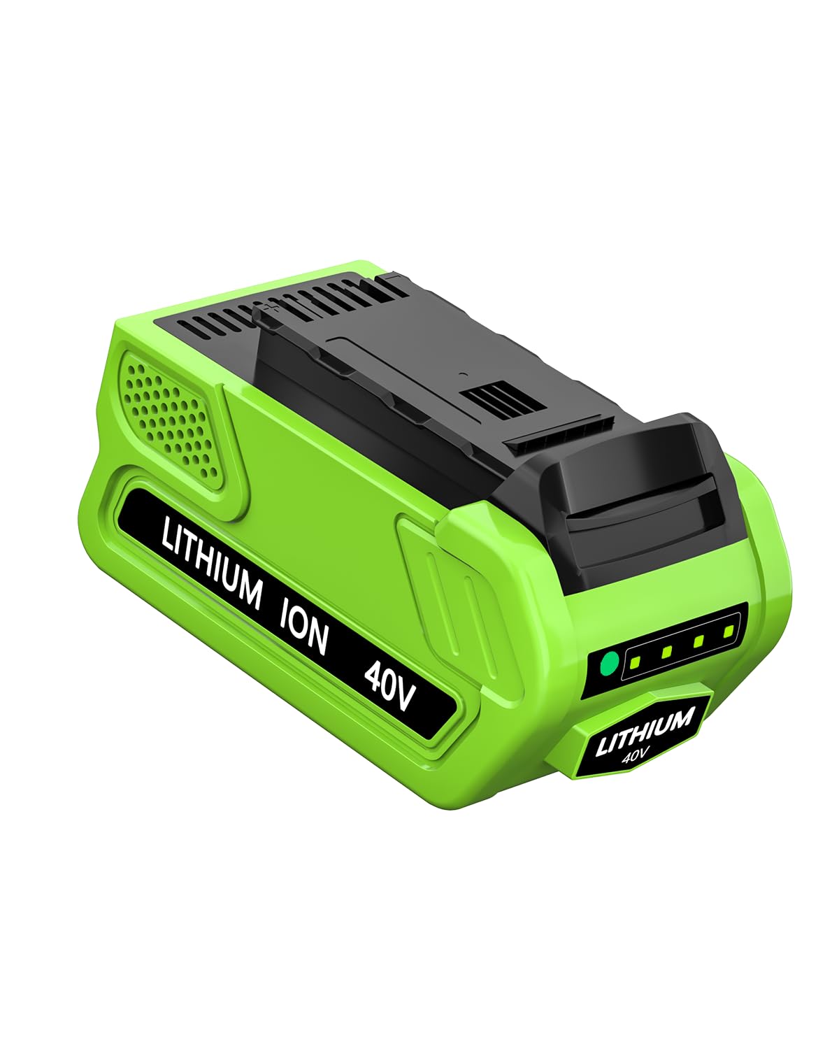 Hastia 40V 6.0Ah battery front view showing compact high-capacity design.