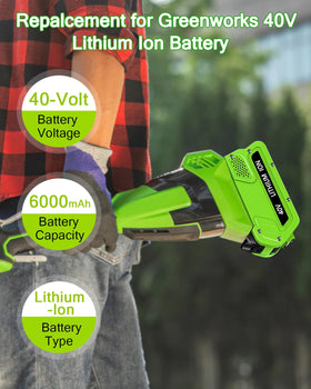 Hastia 40V 6.0Ah battery with four LED indicators for status checks.
