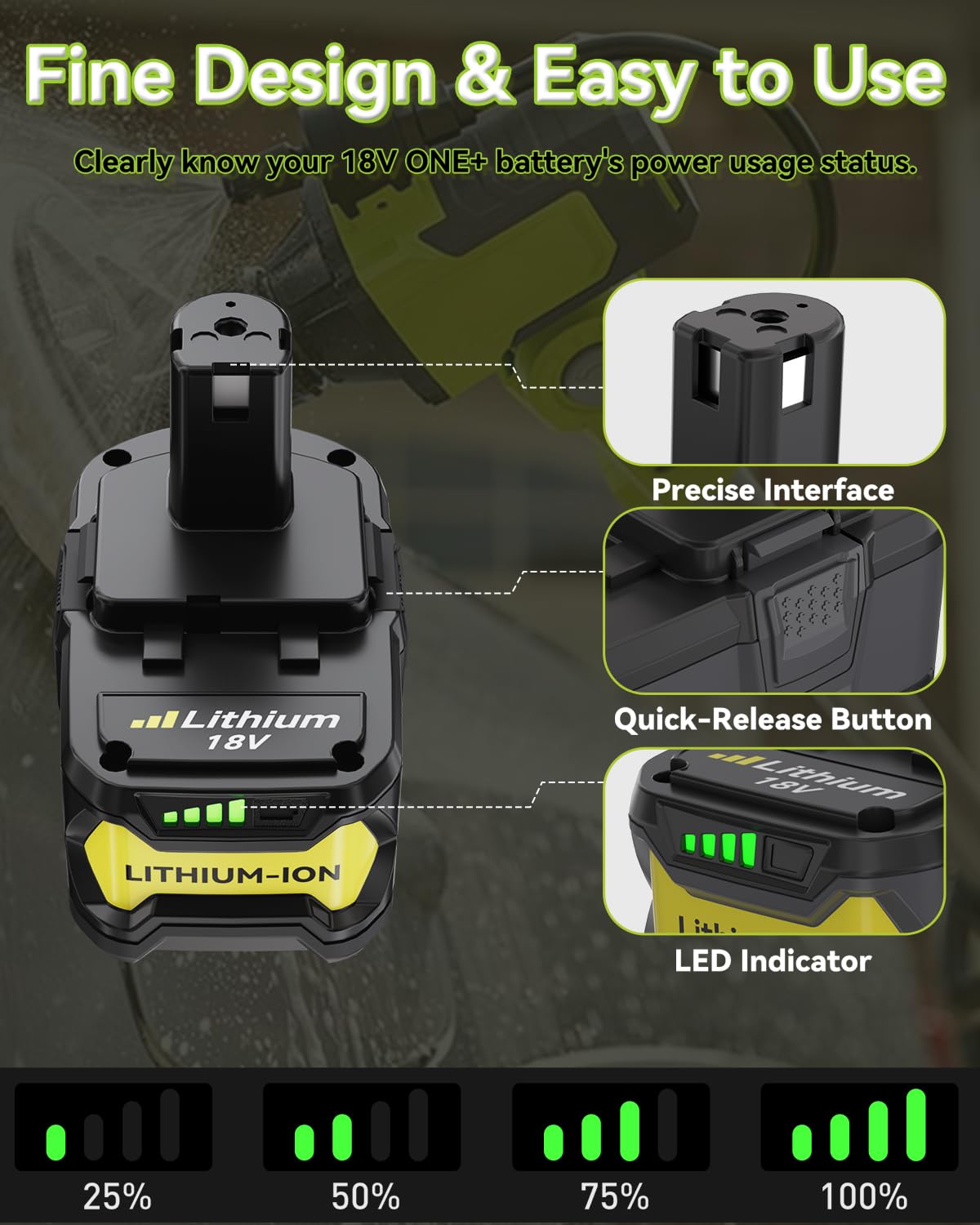 Hastia battery in use powering a cordless Ryobi tool during heavy tasks.