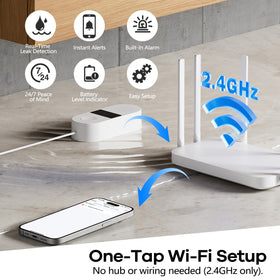 HASULL WiFi leak detector basement corner sends real-time app alerts