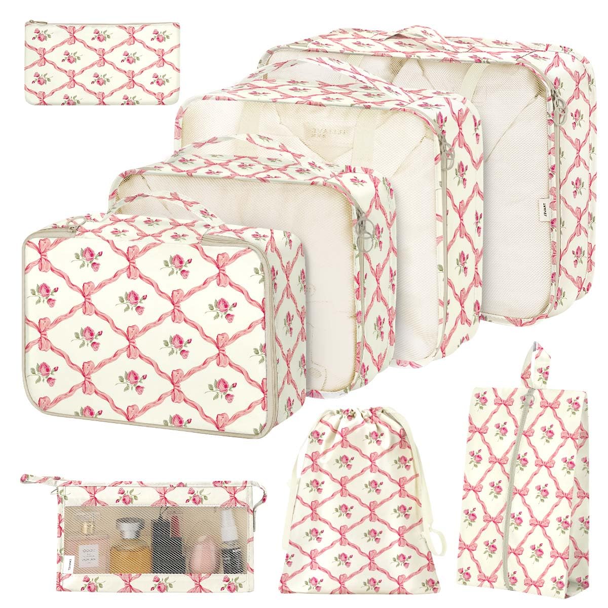 Hatisan 8-piece packing cubes set keeps clothes organized for easy packing on trips.