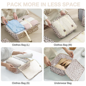 Hatisan Leopard packing cubes for cosmetics bag keeps toiletries tidy.