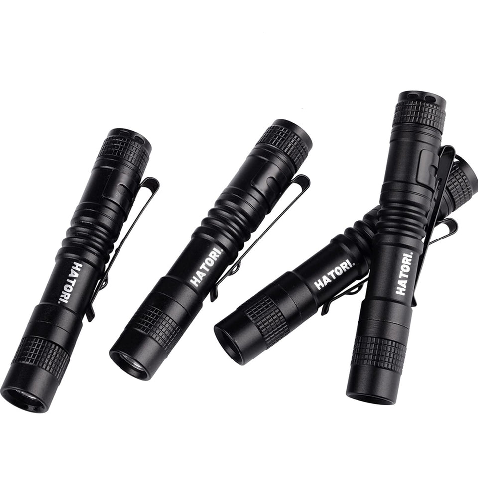 HATORI LED Mini Flashlight pocket clip for hands-free EDC and quick access.