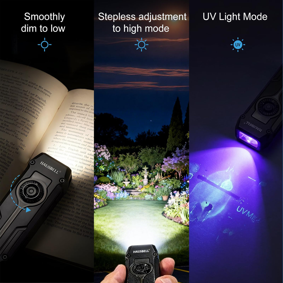 HAUSBELL Flat EDC Flashlight arrow-shaped RGB beacon for high-visibility signaling.