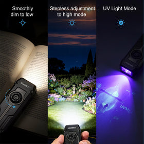 HAUSBELL Flat EDC Flashlight arrow-shaped RGB beacon for high-visibility signaling.