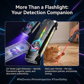 HAUSBELL Flat EDC Flashlight magnetic base with side LEDs for hands-free work.