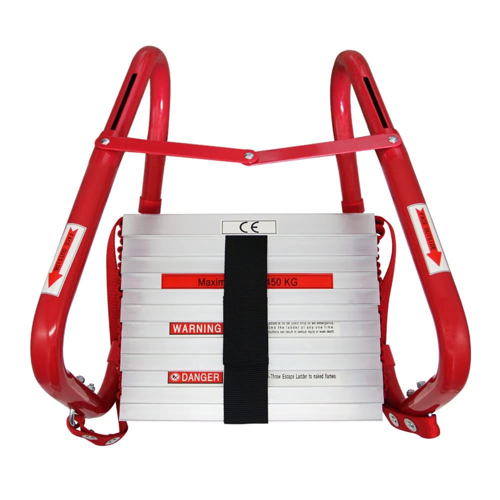 Hausse retractable ladder fully extended to 13 feet enables second-floor access during emergencies