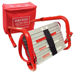 Hausse retractable 3-story fire escape ladder extended to 25 feet for quick exit.