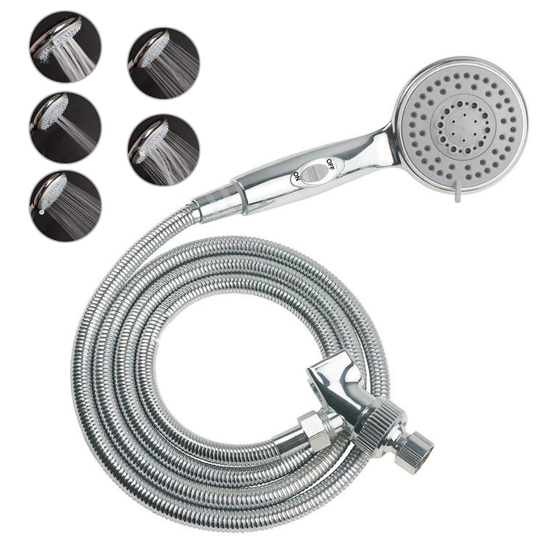 HauSun handheld shower head with on/off switch provides easy water control during showers.