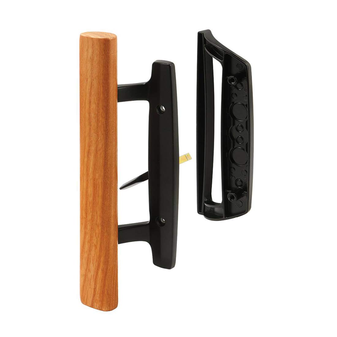 HauSun mortise-style sliding door handle with oak interior for versatile left/right operation.
