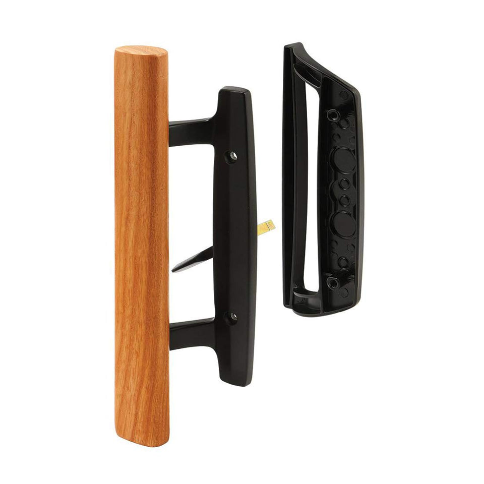 HauSun mortise-style sliding door handle with oak interior for versatile left/right operation.