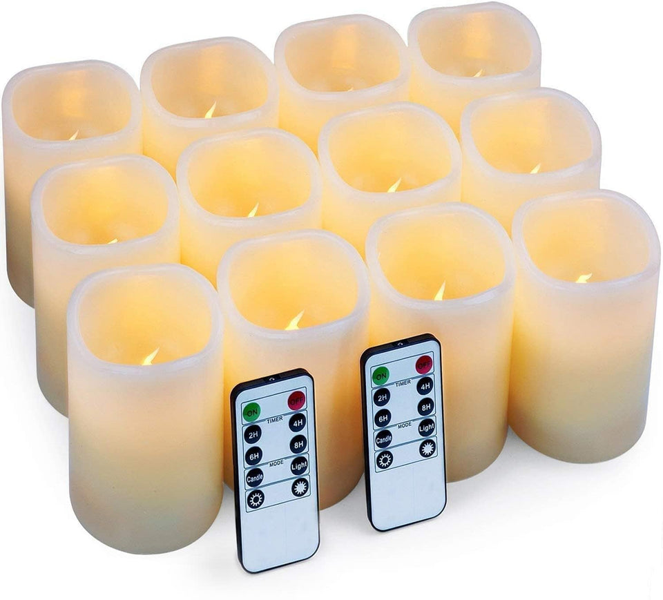 Hausware flameless candles 12-pack ivory glow for safe ambient lighting