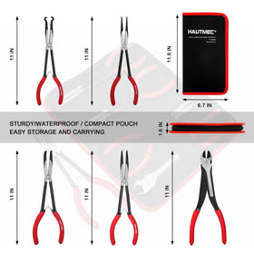 HAUTMEC 11-inch 45-degree bent nose pliers for angled access to small parts