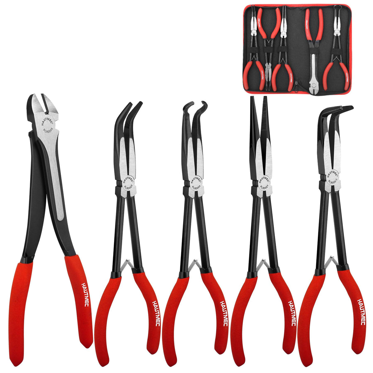HAUTMEC 11-inch straight long-nose pliers for precise gripping in tight spaces