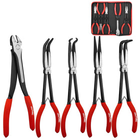 HAUTMEC 11-inch straight long-nose pliers for precise gripping in tight spaces