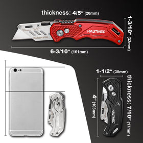 HAUTMEC silver folding knife, lightweight aluminum for fatigue-free cutting
