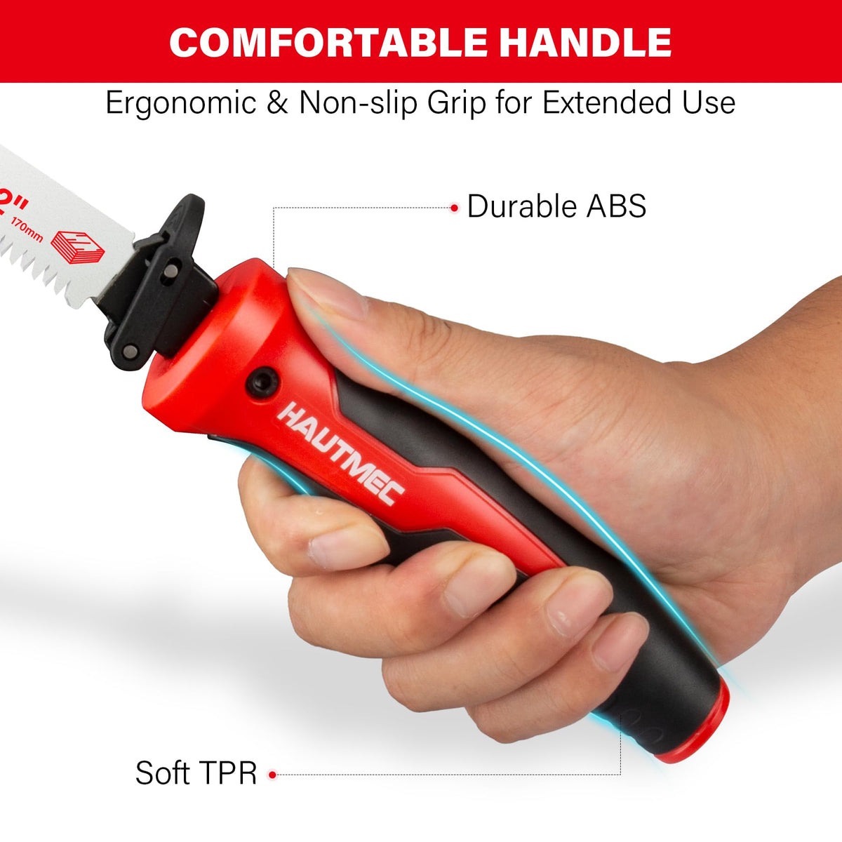 HAUTMEC bi-metal blade offers durability for heavy-use projects.
