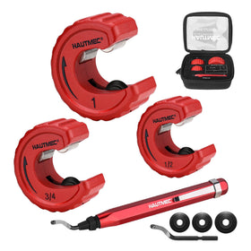 HAUTMEC copper pipe cutters in a compact case for easy transport.