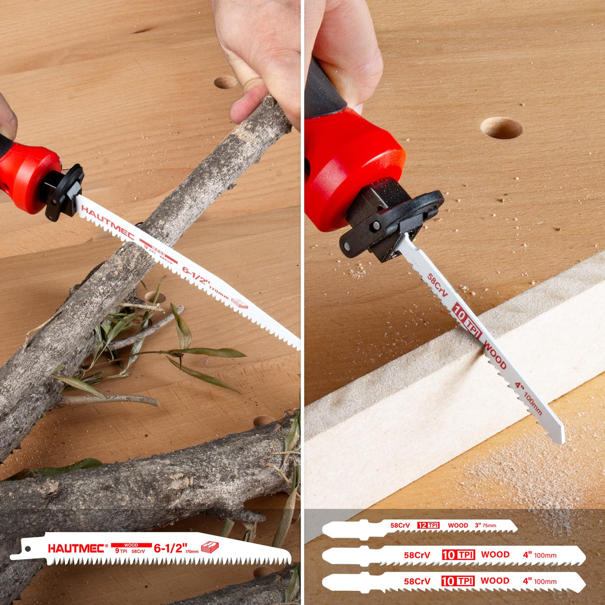 HAUTMEC ergonomic anti-slip grip reduces fatigue during use.