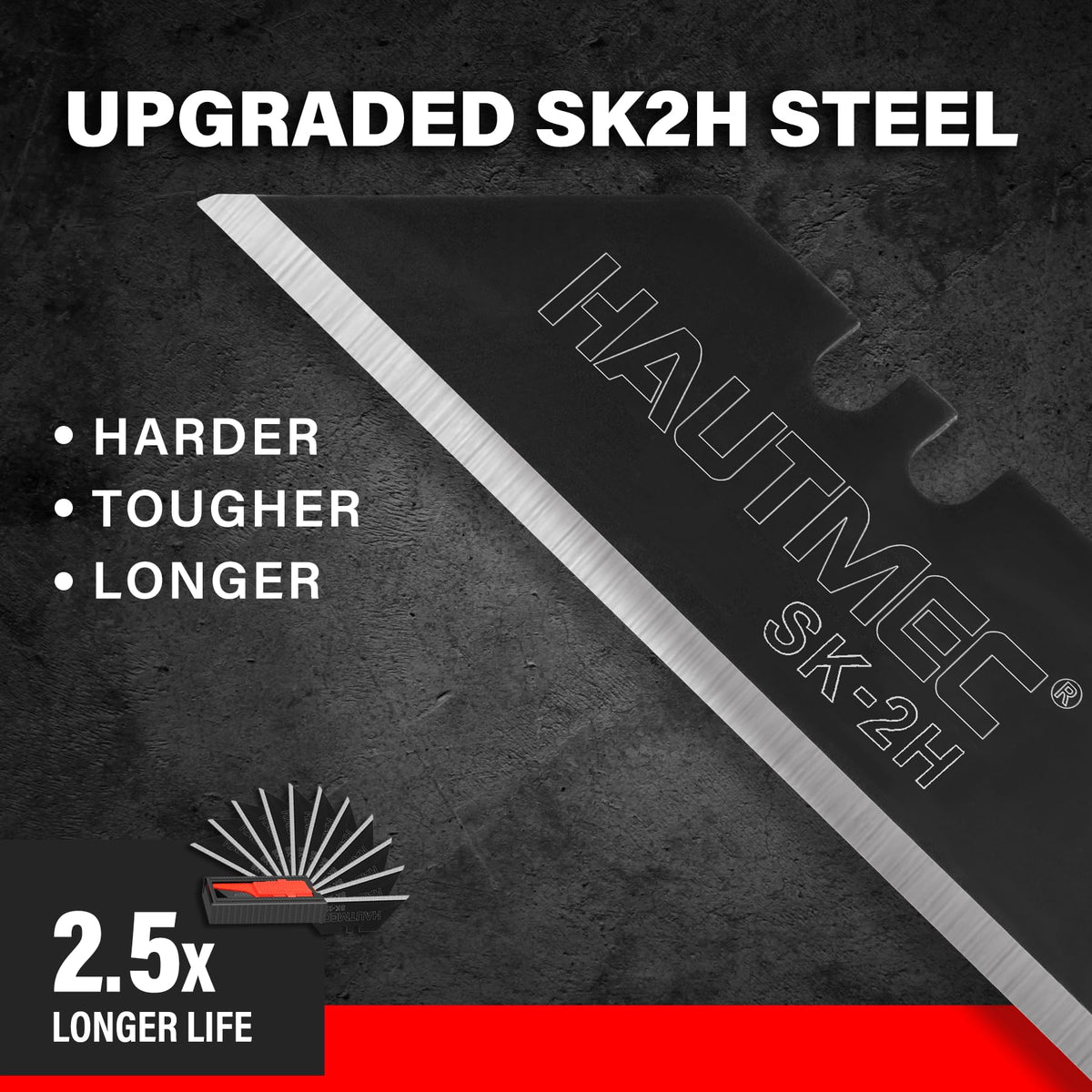 HAUTMEC knife showing quick blade-change feature for fast replacements.