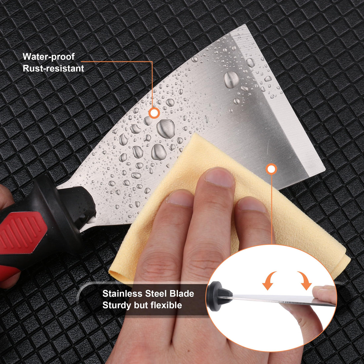 HAUTMEC putty knife set 2in blade for wider surface removal