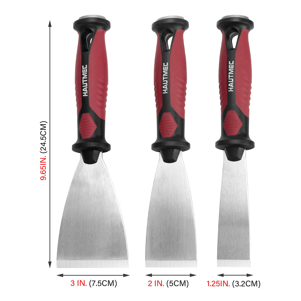HAUTMEC putty knife set 3in blade for large area scraping and paint removal