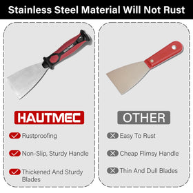 HAUTMEC putty knife set hammer end for light tapping and stable application