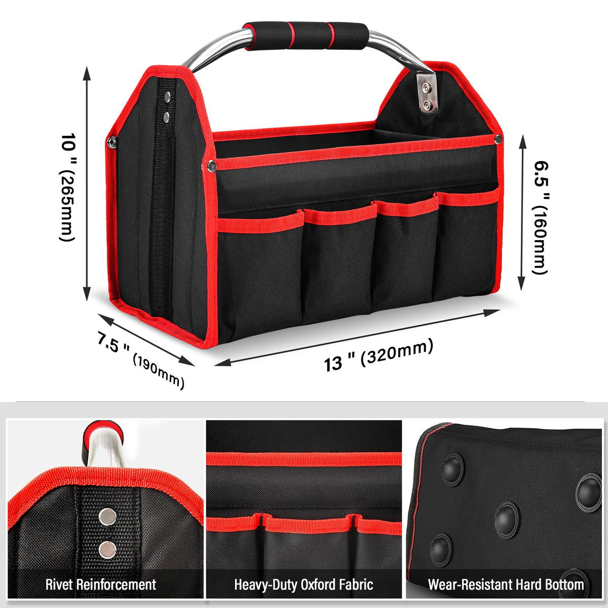 HAUTMEC tool bag showing eight exterior pockets for organized tools