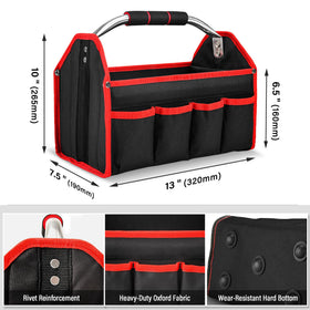 HAUTMEC tool bag showing eight exterior pockets for organized tools