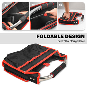 HAUTMEC tool bag with stiff-frame structure for upright visibility
