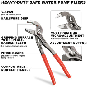 HAUTMEC water pump pliers 10in jaw handles larger fittings with ease