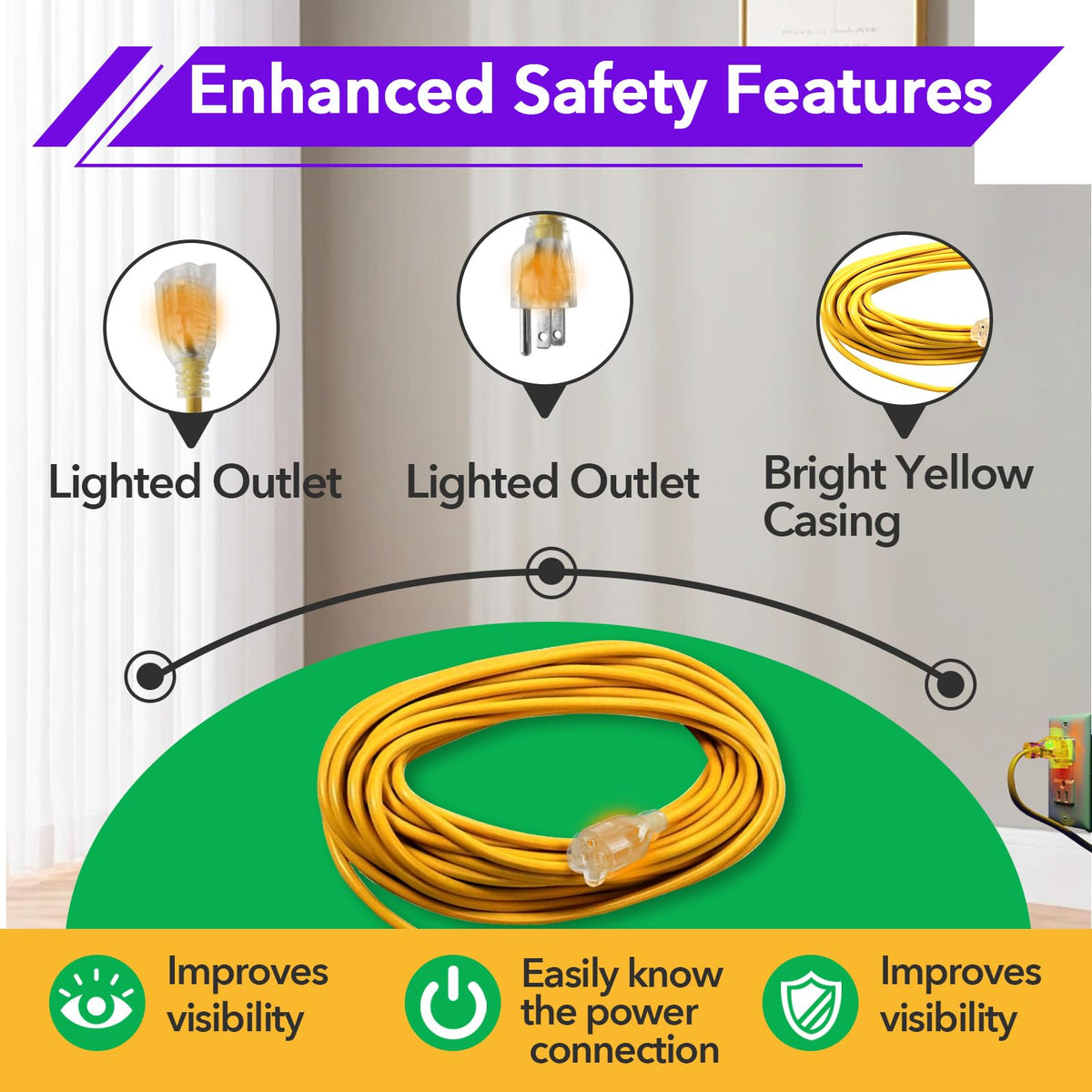 HAVANSIDY bright yellow safety design improves visibility during cleaning.