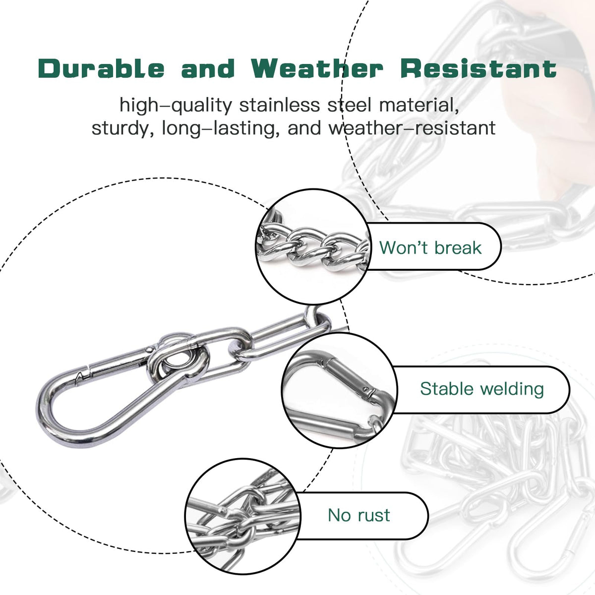 HAVANSIDY double-ended carabiners enable quick chain attachment.
