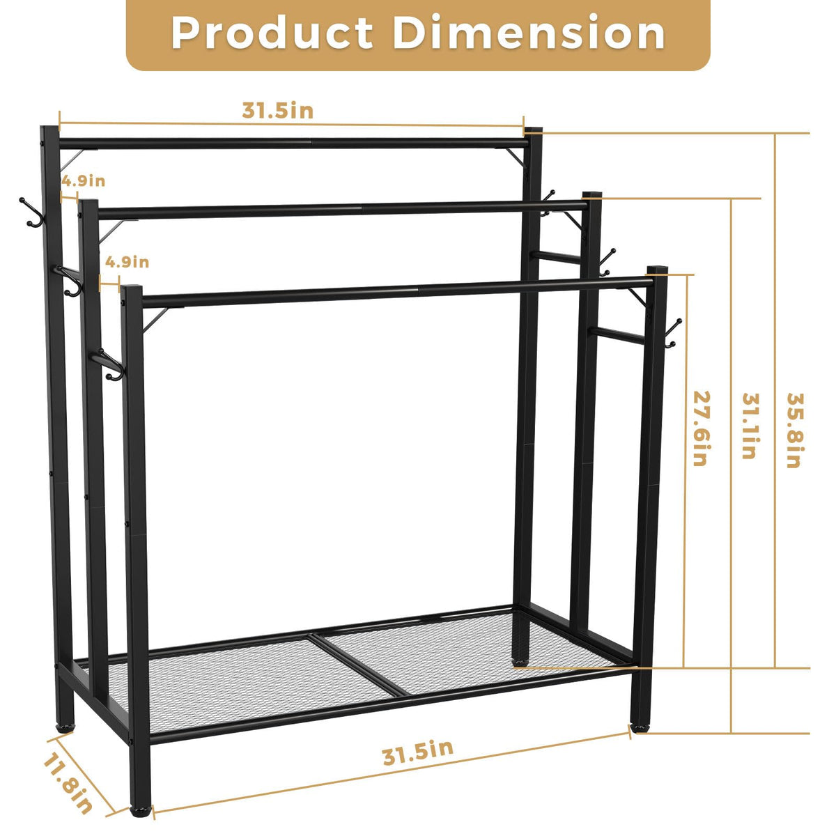 HavenlyYouth anti-slip feet keep the rack stable on various floors.