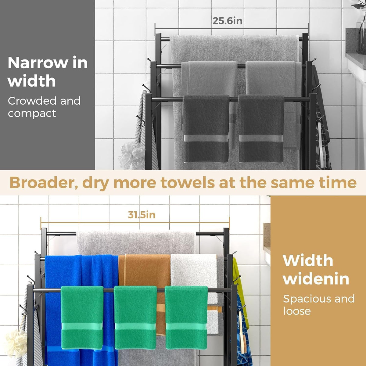 HavenlyYouth rack designed for oversized towels and quick air-drying.