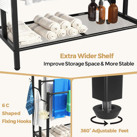 HavenlyYouth towel rack with six hooks for towels, washcloths, and accessories.