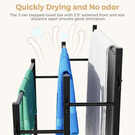 HavenlyYouth freestanding rack offers ventilated shelves for towels and toiletries.