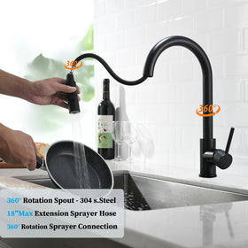 Havin 360-degree swivel spout for full sink access