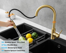 Havin Gold faucet mounted on a 1-hole sink for a clean, streamlined look