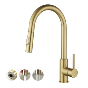 Havin Gold faucet with high arc spout for ample clearance over pots and pans