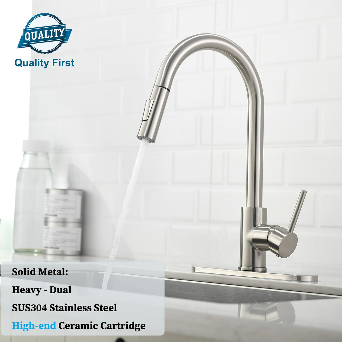 Havin kitchen faucet high-arc spout offers ample clearance for pots
