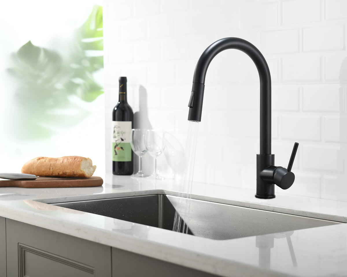 Havin matte black finish faucet designed for no-deck installations