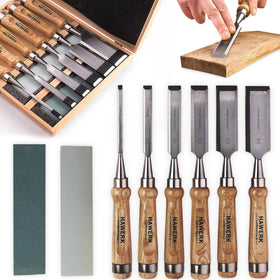 Hawerk wood chisel set in premium wooden case for organized carving projects