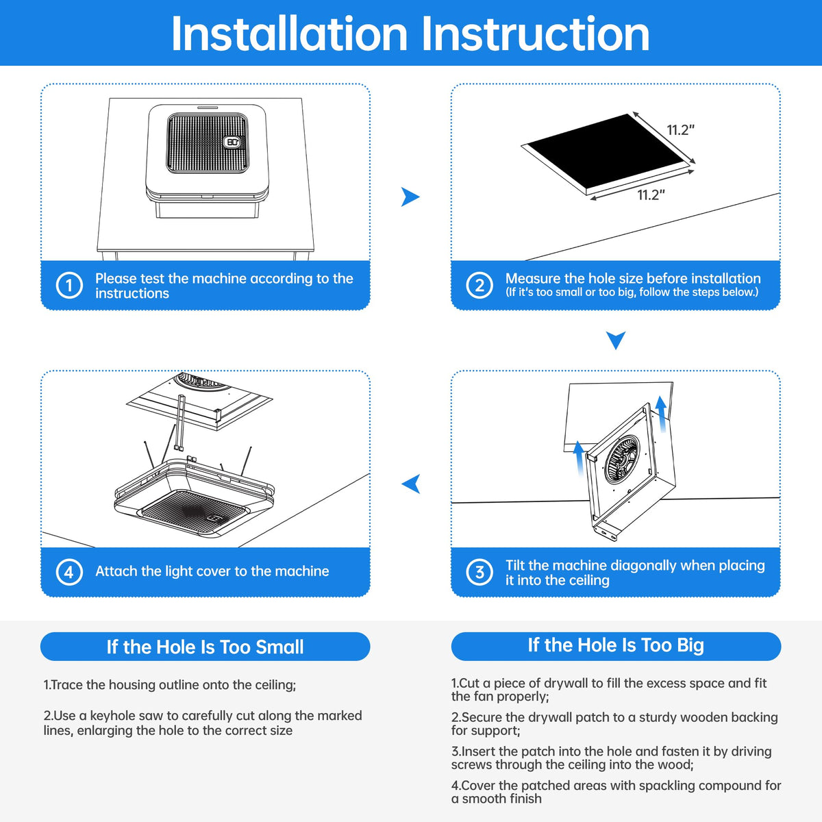 Hawkrown 230 CFM fan reducing humidity and fog on mirrors.